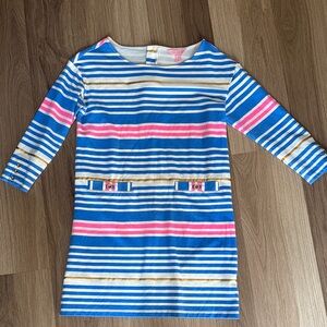 Lilly Pulitzer Blue and White Striped Dress with Gold Accent